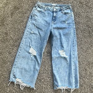 Avec Les Filles - Distressed High Waisted Mom Jeans